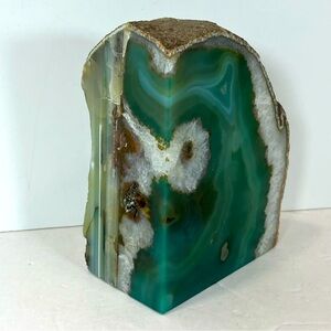 Large Blue/Teal Brazilian Agate Bookend-Perfect for Book/Crystal Lovers- 6”x5”